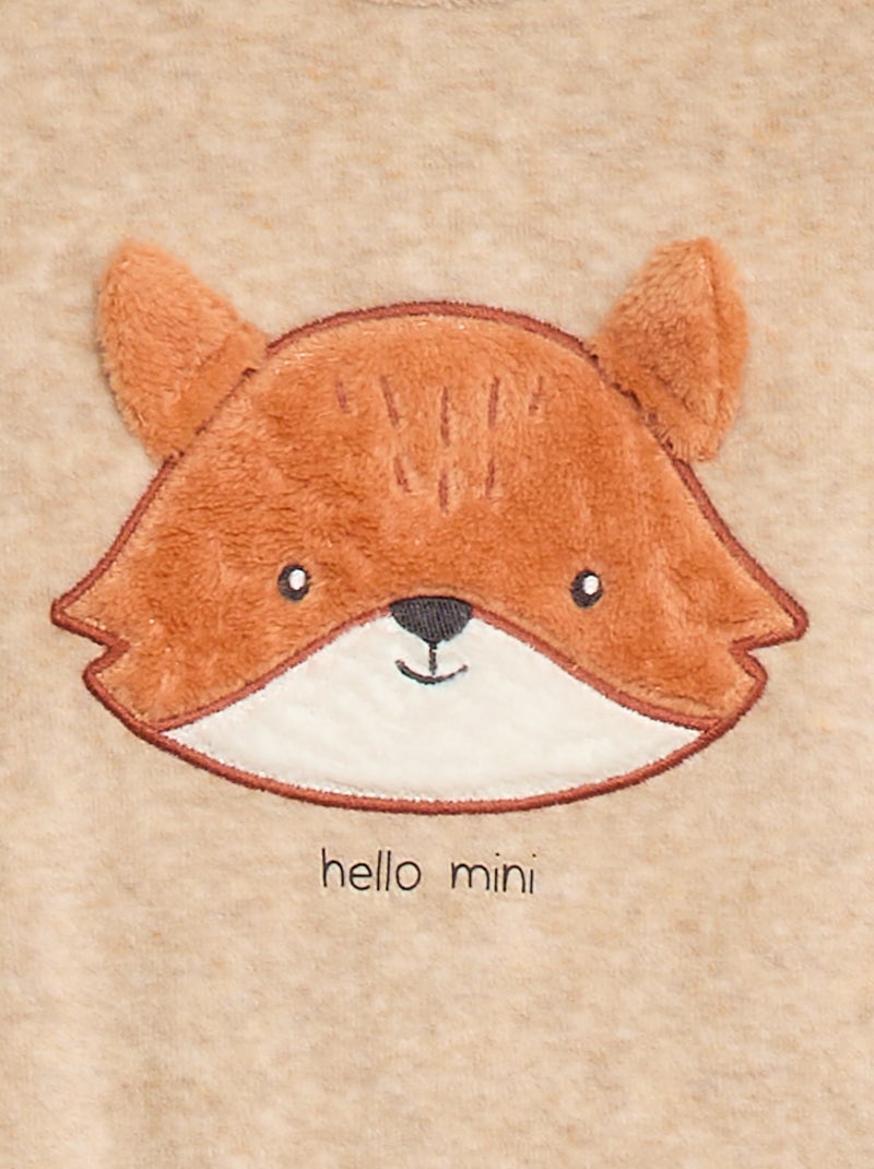 Tutina in velluto con decorazione Beige - Kiabi