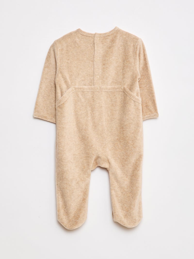 Tutina in velluto con decorazione Beige - Kiabi