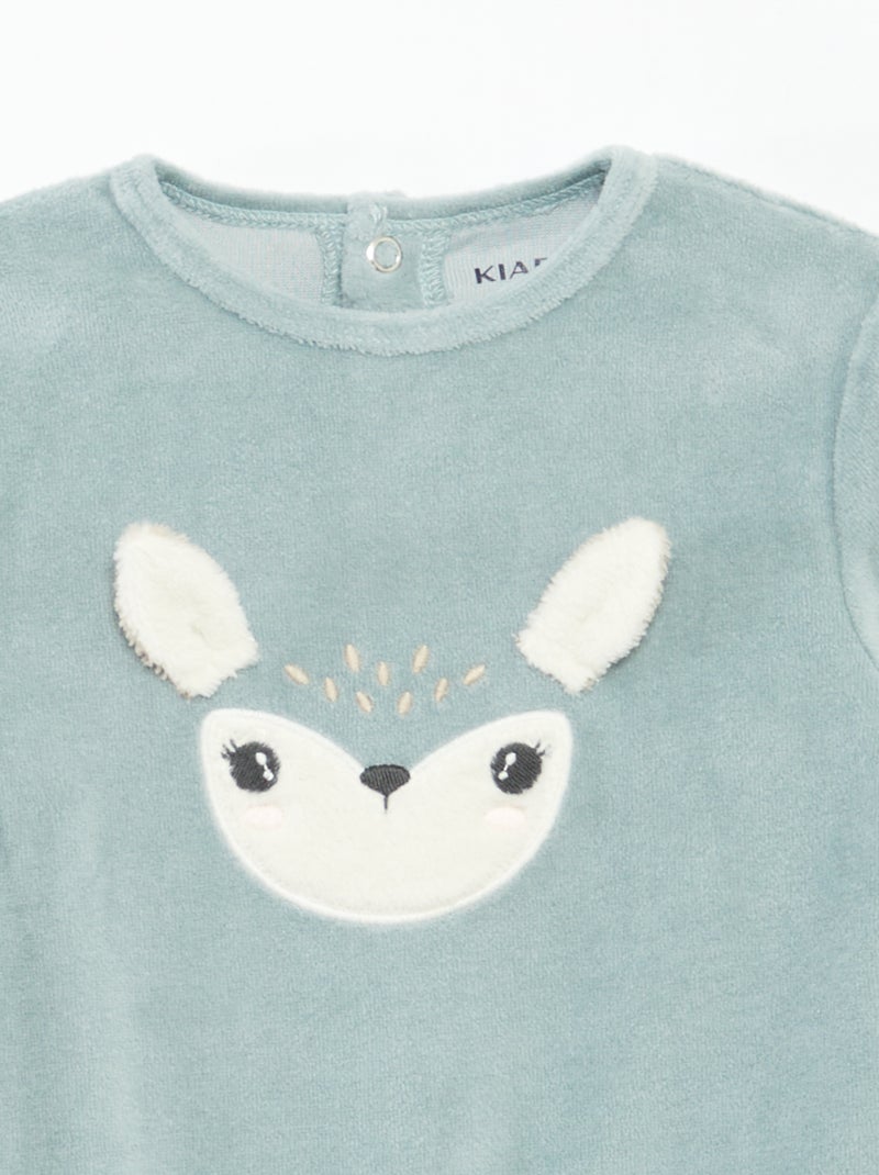 Tutina in velluto con decorazione Blu - Kiabi