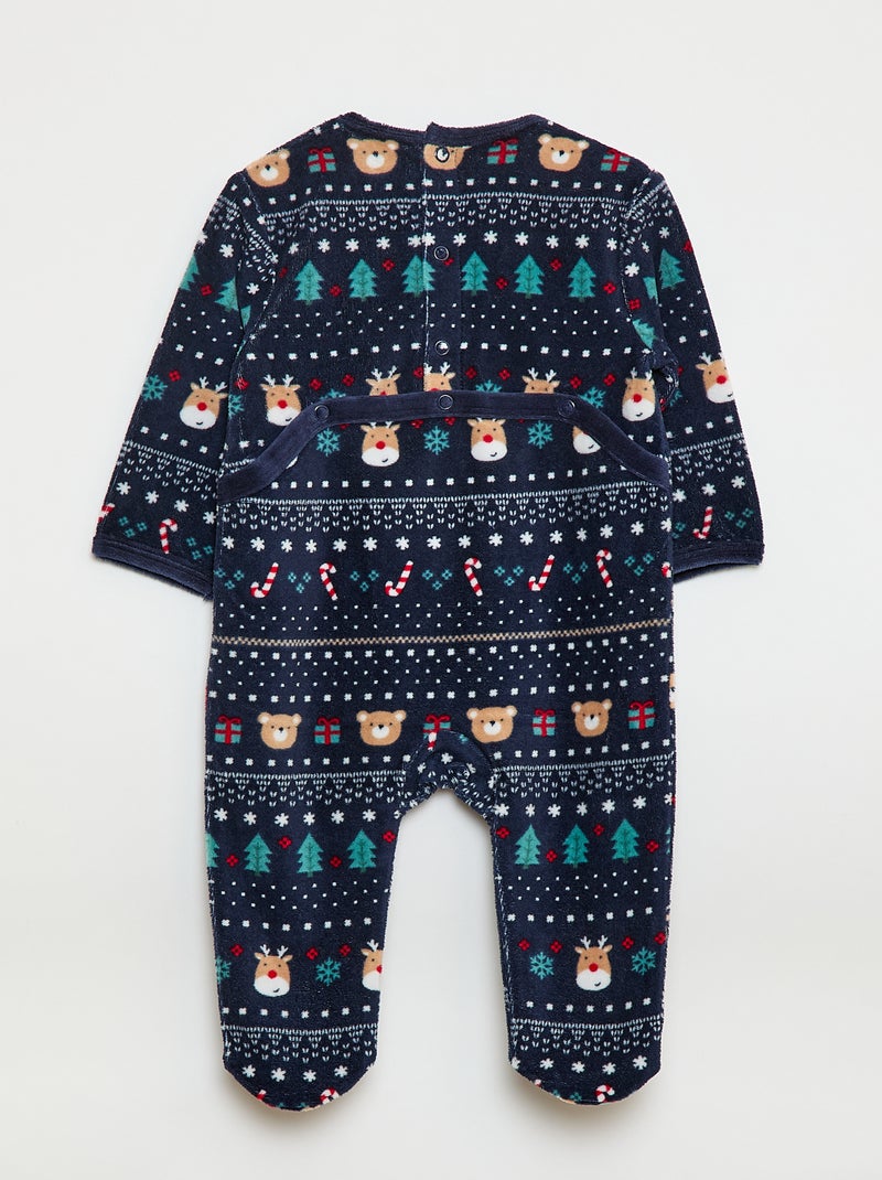 Tutina in velluto con decorazione Blu - Kiabi