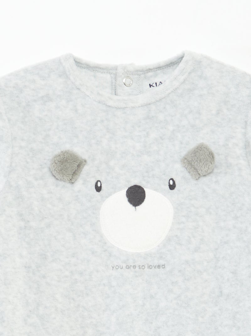 Tutina in velluto con decorazione Grigio - Kiabi