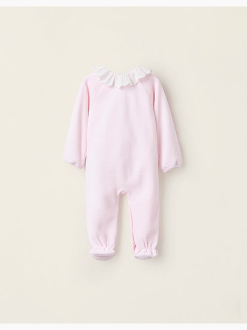 Tutina in velluto con fiocco e pizzo sangallo - Kiabi