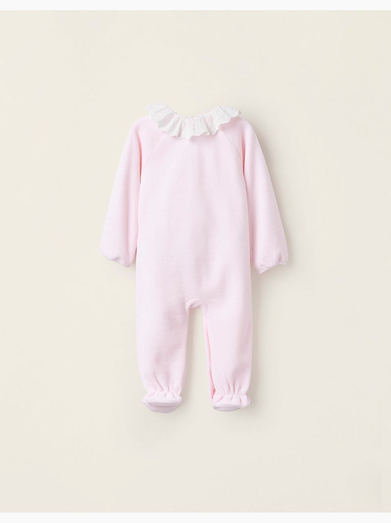 Tutina in velluto con fiocco e pizzo sangallo Rosa - Kiabi