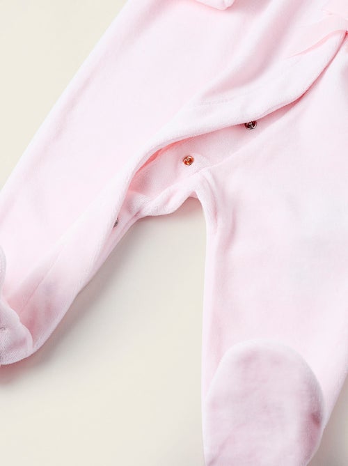 Tutina in velluto con fiocco e pizzo sangallo - Kiabi