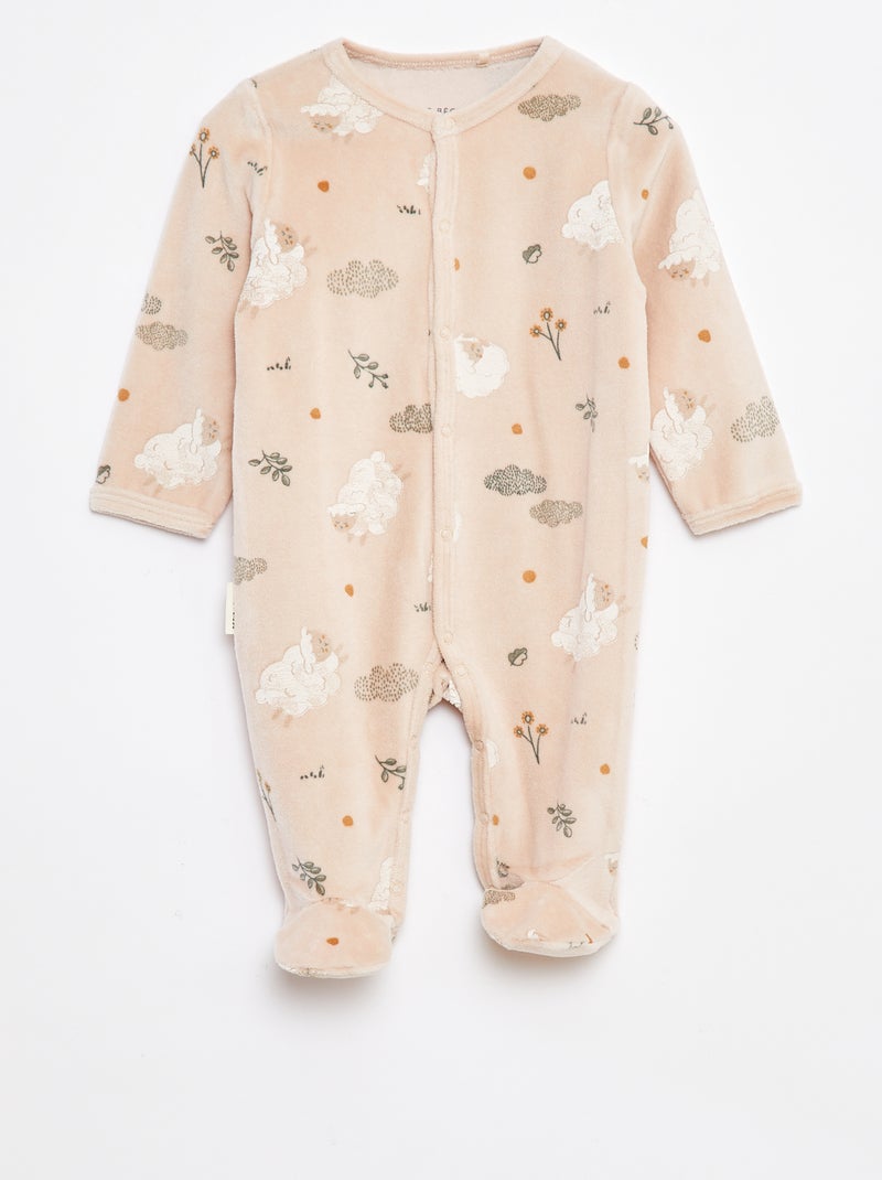 Tutina in velluto con motivo all over Beige - Kiabi
