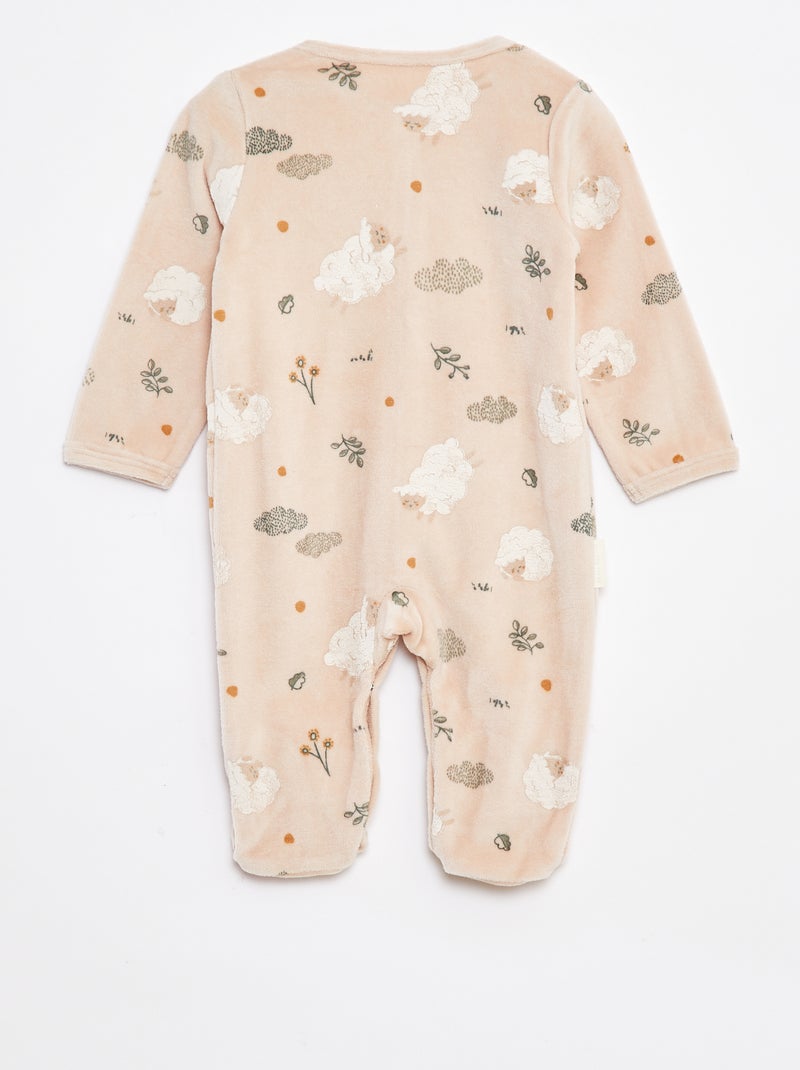 Tutina in velluto con motivo all over Beige - Kiabi