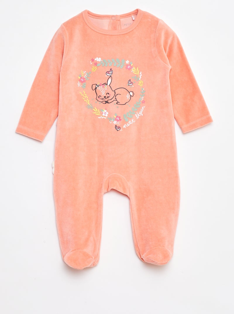 Tutina in velluto con piedini Arancione - Kiabi
