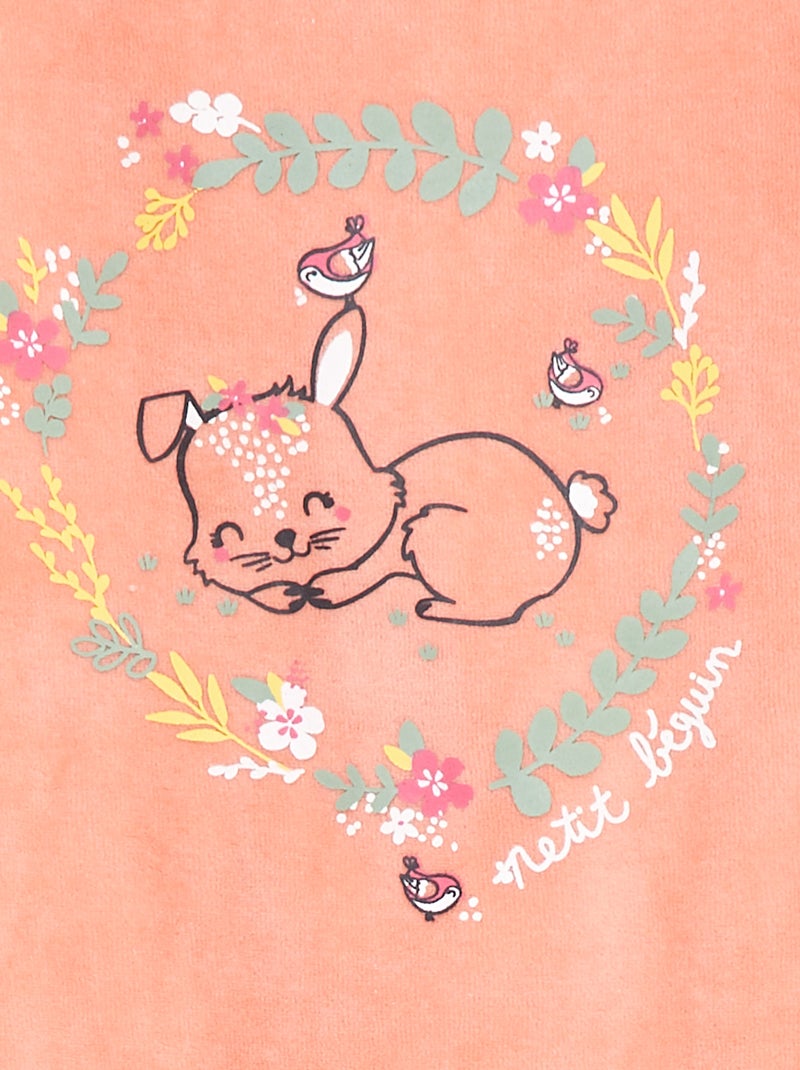 Tutina in velluto con piedini Arancione - Kiabi