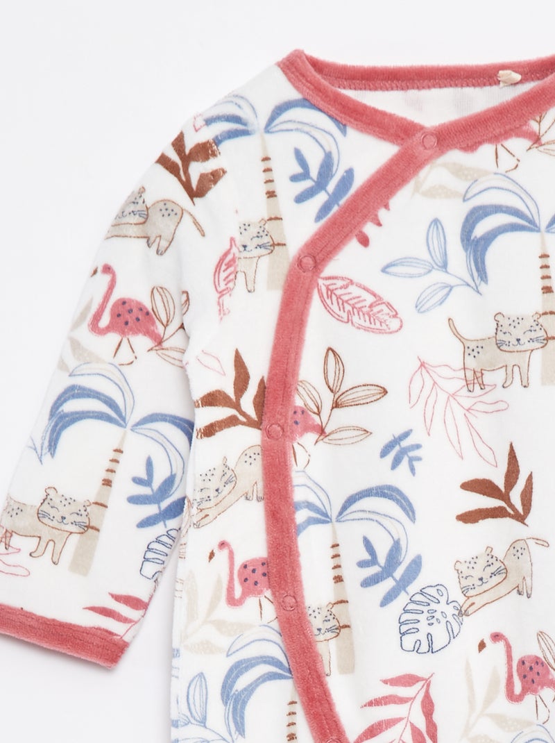 Tutina in velluto con piedini Beige - Kiabi