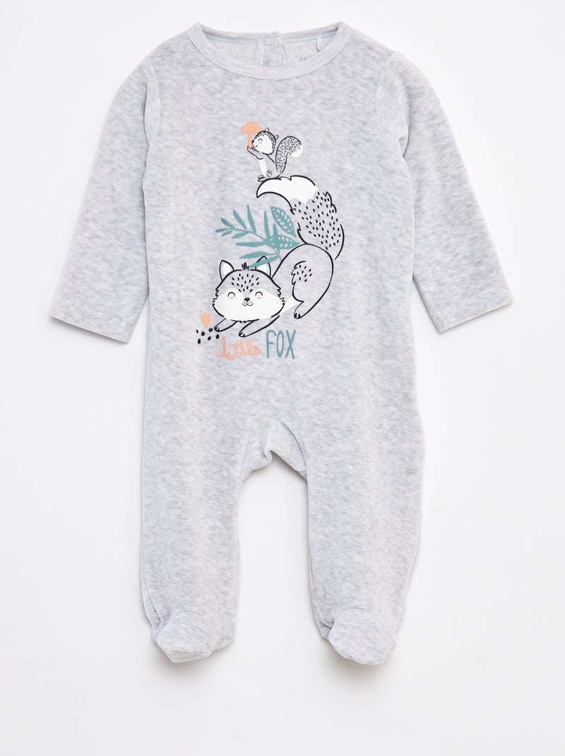 Tutina in velluto con piedini Grigio - Kiabi