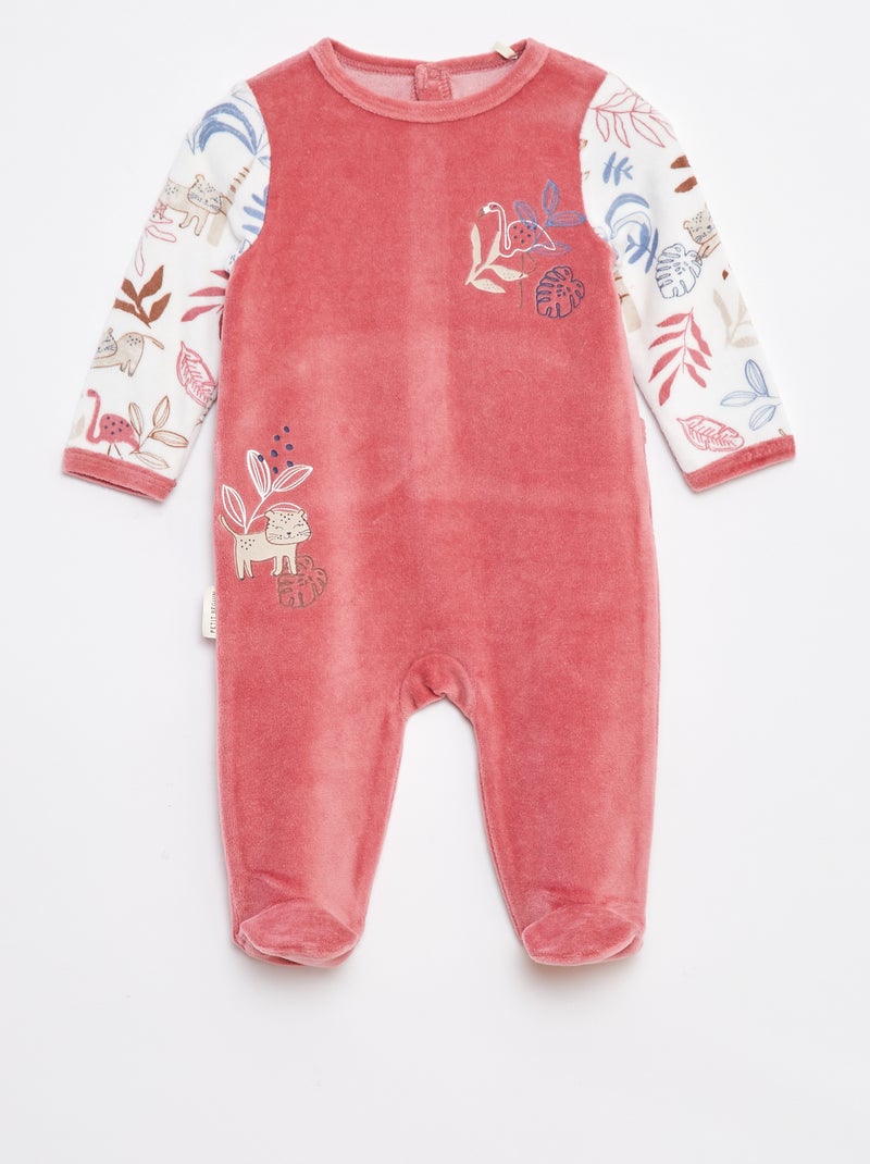 Tutina in velluto con piedini Rosso - Kiabi