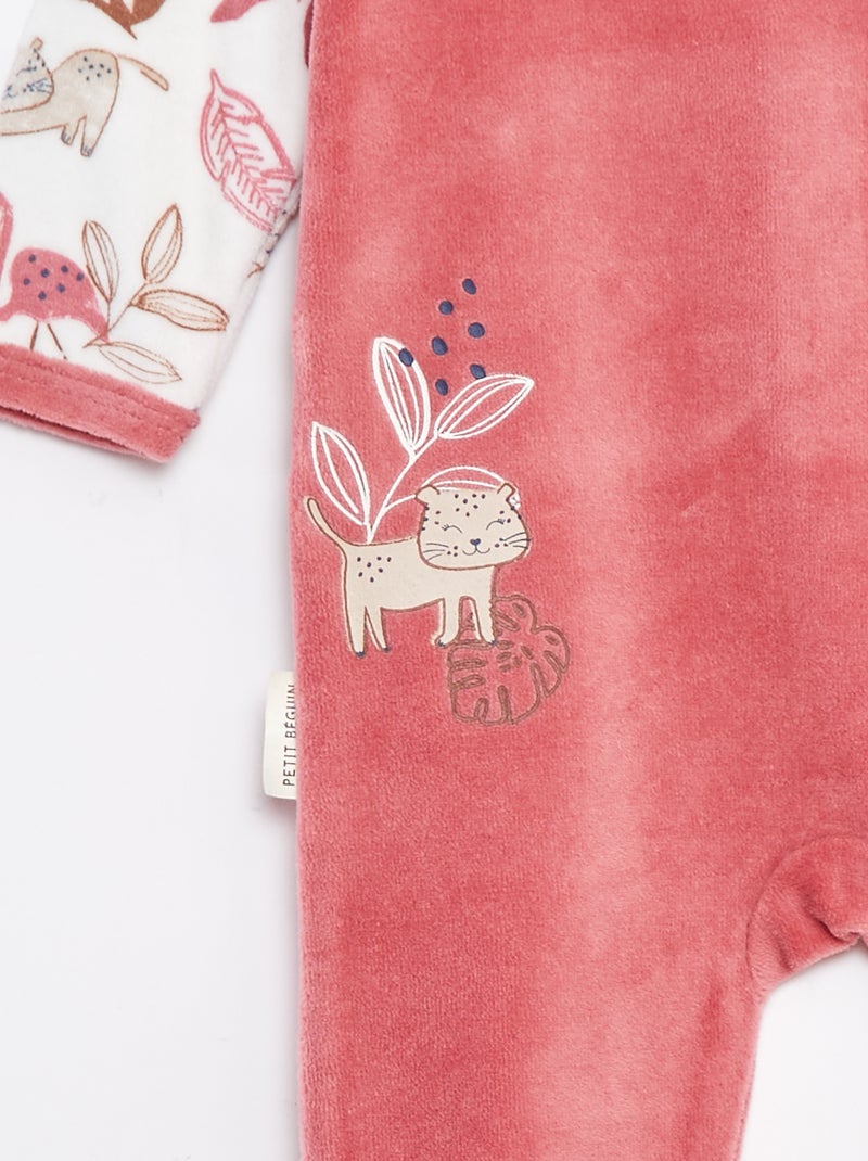 Tutina in velluto con piedini Rosso - Kiabi