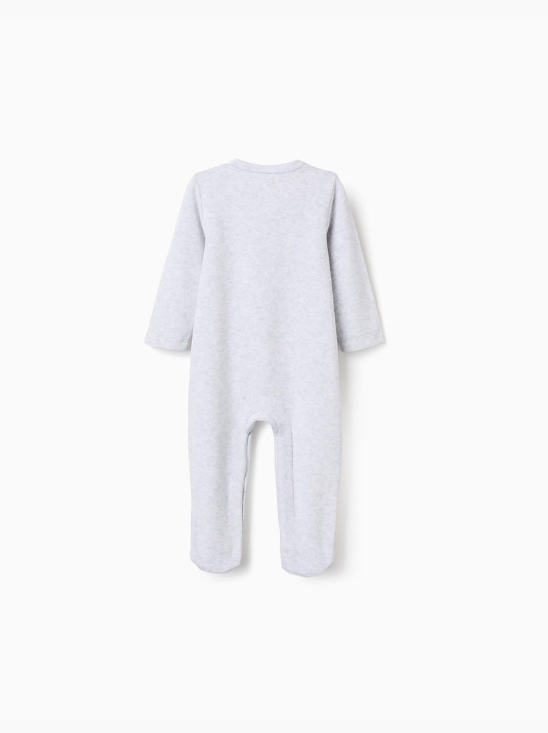Tutina in velluto con stampa super Grigio chiaro - Kiabi