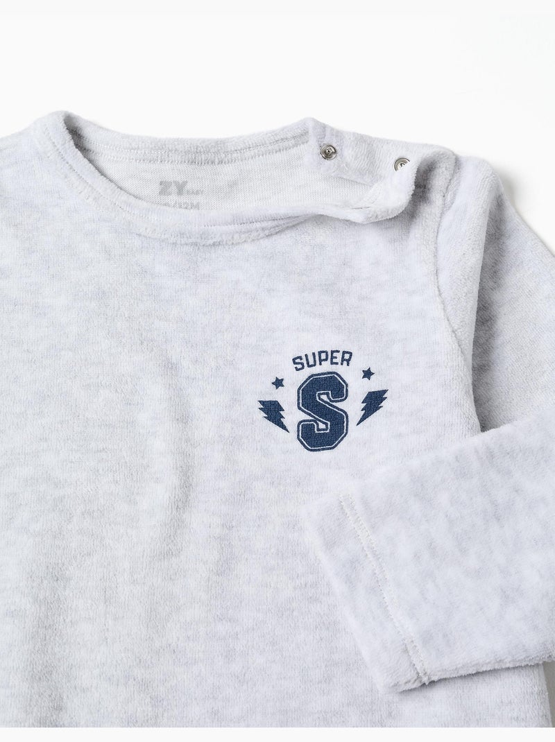 Tutina in velluto con stampa super Grigio chiaro - Kiabi