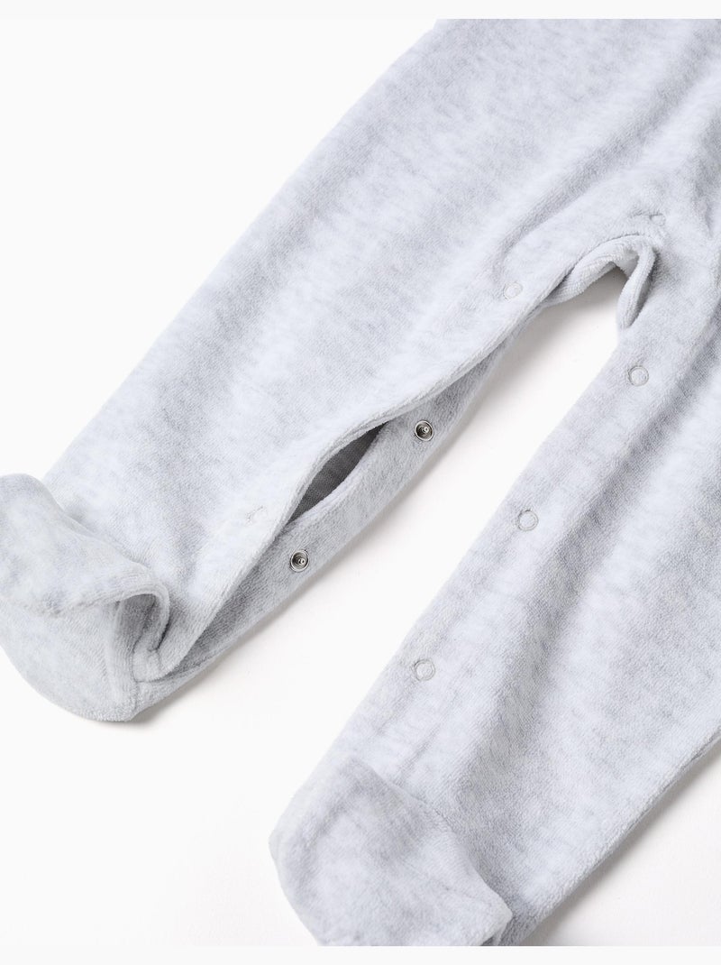 Tutina in velluto con stampa super Grigio chiaro - Kiabi