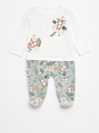 Tutina in velluto effetto 2 in 1 con piedini