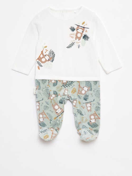 Tutina in velluto effetto 2 in 1 con piedini - Kiabi