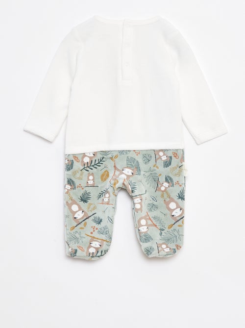 Tutina in velluto effetto 2 in 1 con piedini - Kiabi