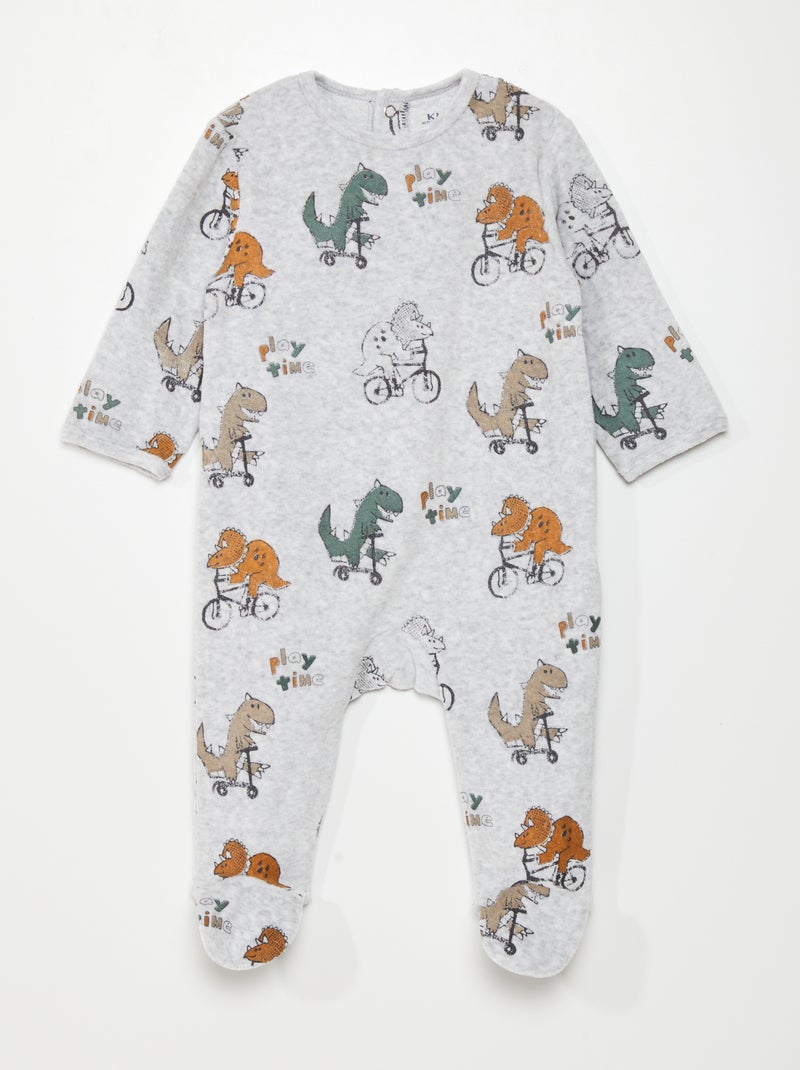 Tutina in velluto Grigio/Dinosauro - Kiabi