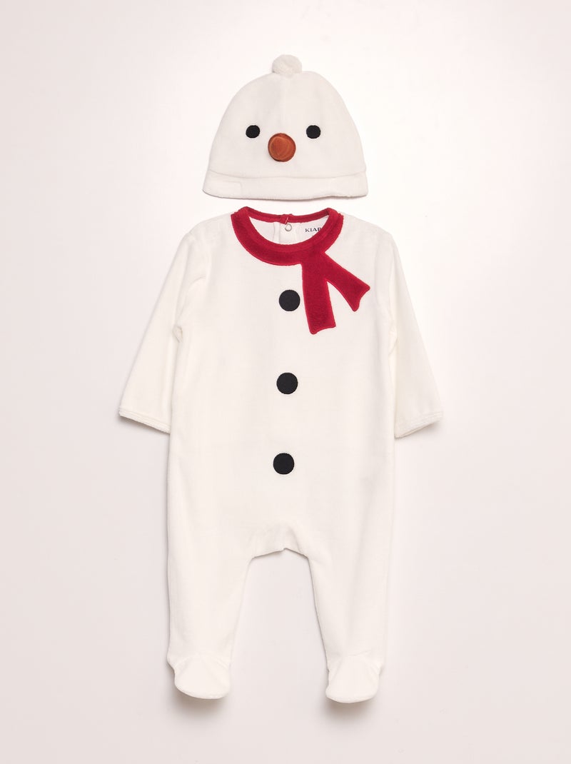 Tutina in velluto 'Natale' + berretto BIANCO - Kiabi