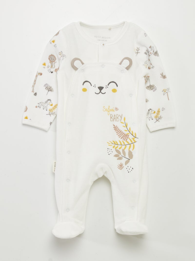 Tutina in velluto 'orso' BIANCO - Kiabi