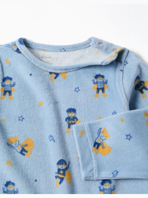 Tutina in velluto senza piedini con motivo - Kiabi