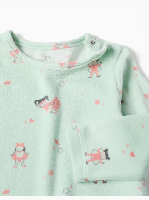 Tutina in velluto senza piedini con motivo - Kiabi