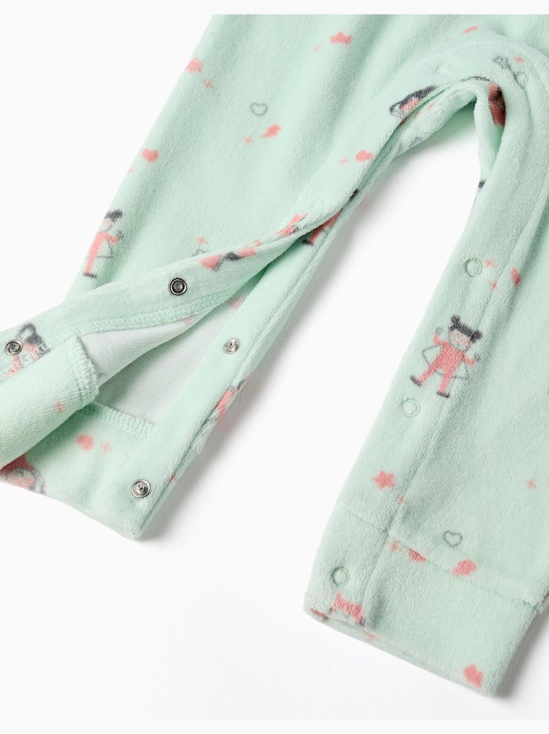 Tutina in velluto senza piedini con motivo Verde chiaro - Kiabi