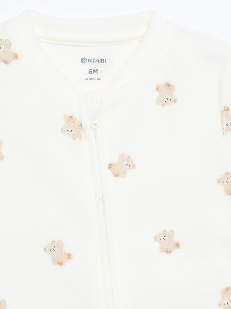Tutina in velluto stampato Bianco - Kiabi