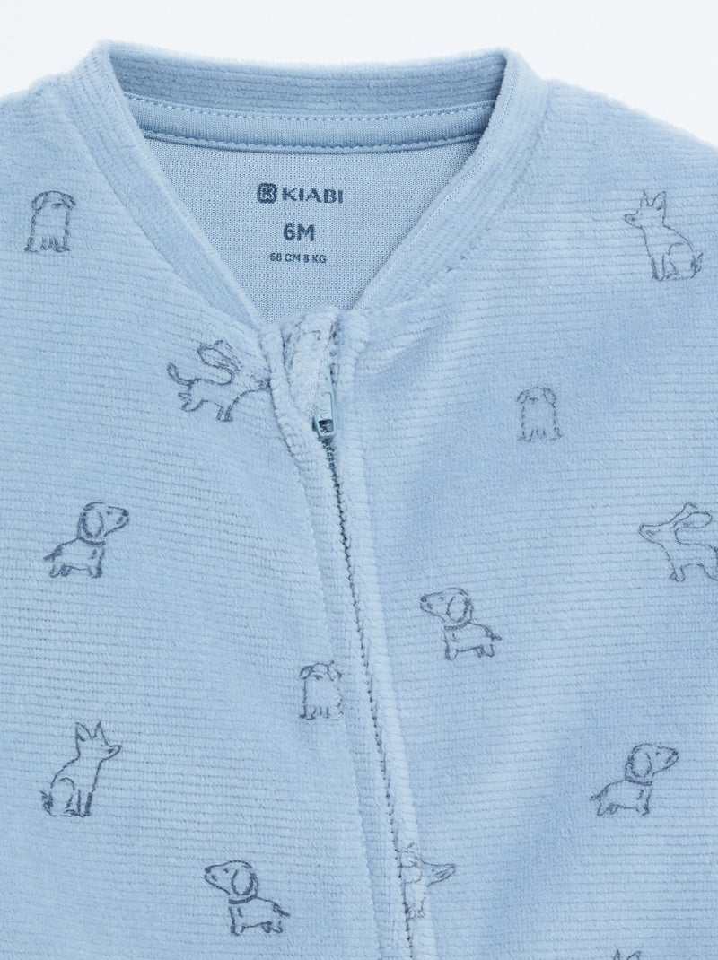 Tutina in velluto stampato Blu - Kiabi