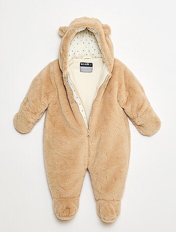 Tutina intera con cappuccio effetto peluche