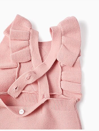 Tutina lavorata a maglia con bretelle arricciate