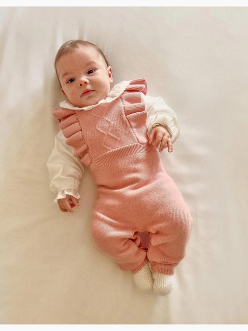 Tutina lavorata a maglia con bretelle arricciate - Kiabi