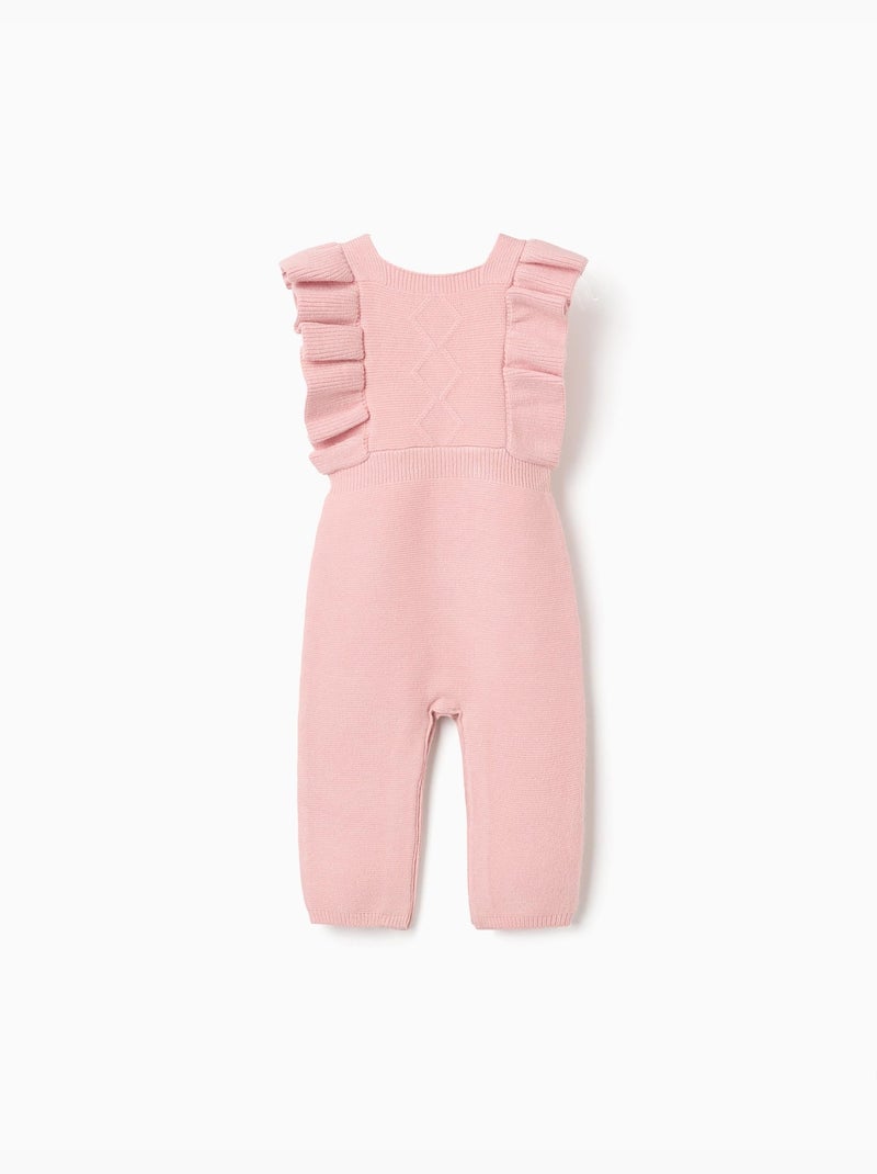 Tutina lavorata a maglia con bretelle arricciate Rosa chiaro - Kiabi