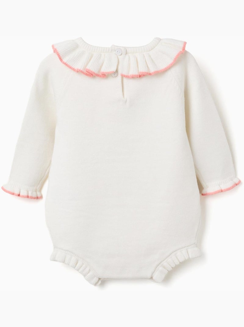 Tutina lavorata a maglia con estremità  arricciate Bianco - Kiabi