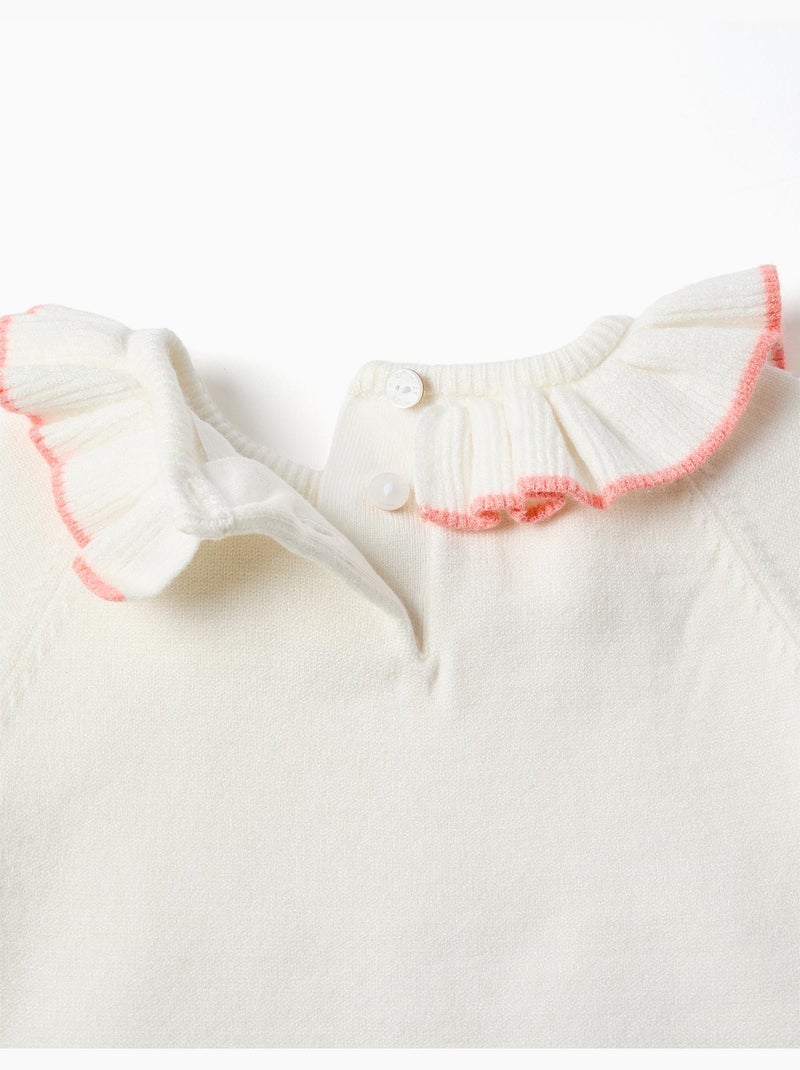 Tutina lavorata a maglia con estremità  arricciate Bianco - Kiabi