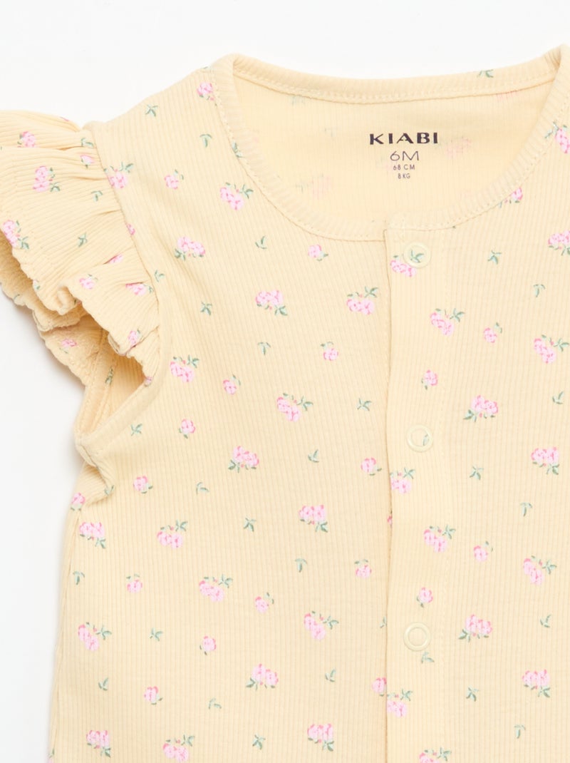 Tutina leggera estiva in cotone con volant Beige - Kiabi