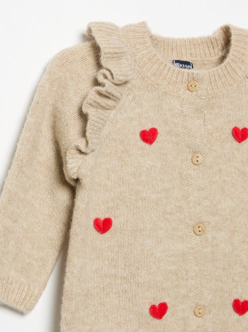 Tutina lunga in maglia con cuori - Kiabi