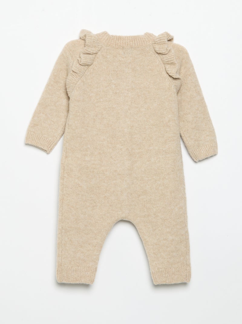 Tutina lunga in maglia con cuori Beige - Kiabi