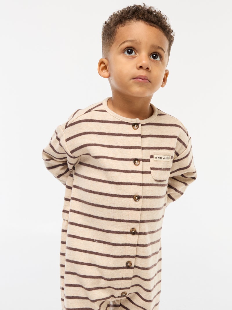 Tutina lunga in maglia effetto peluche Marrone - Kiabi