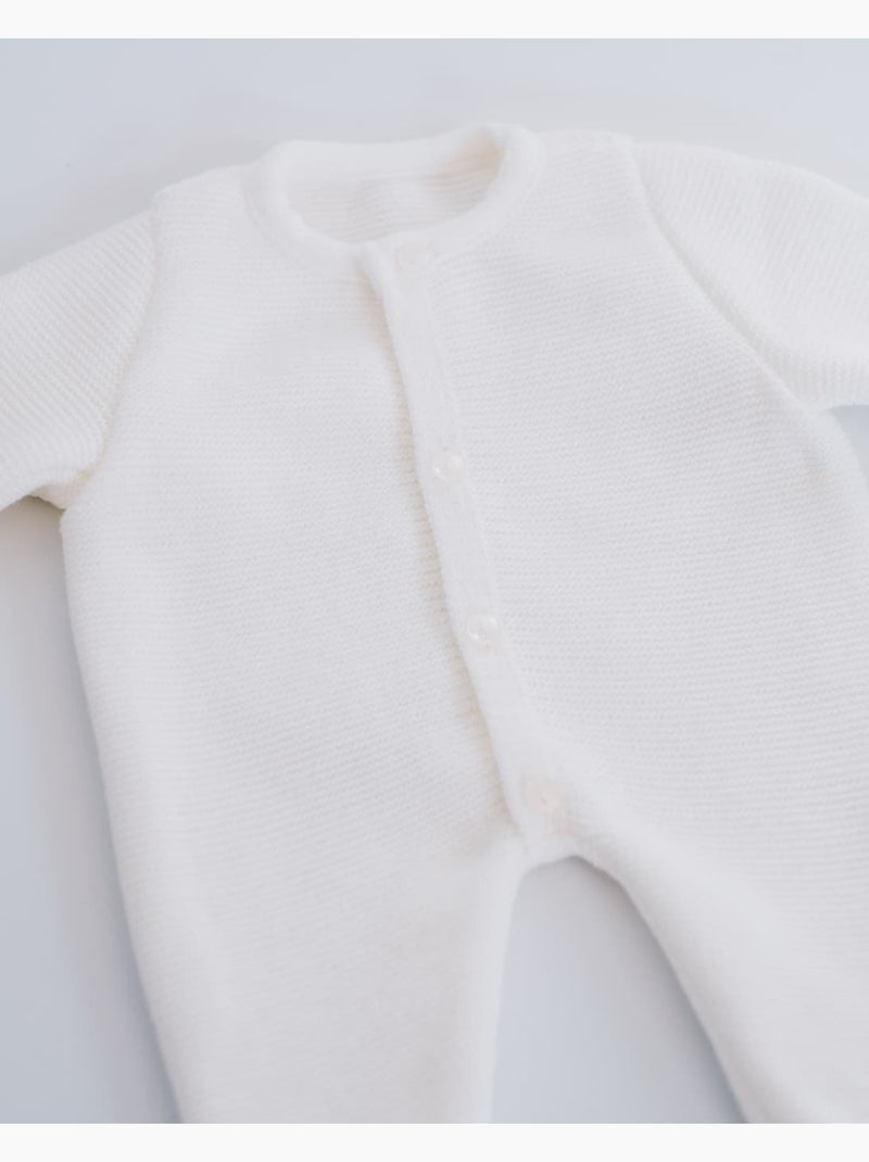 Tutina neonato 4 bottoni - ricamo Bianco - Kiabi