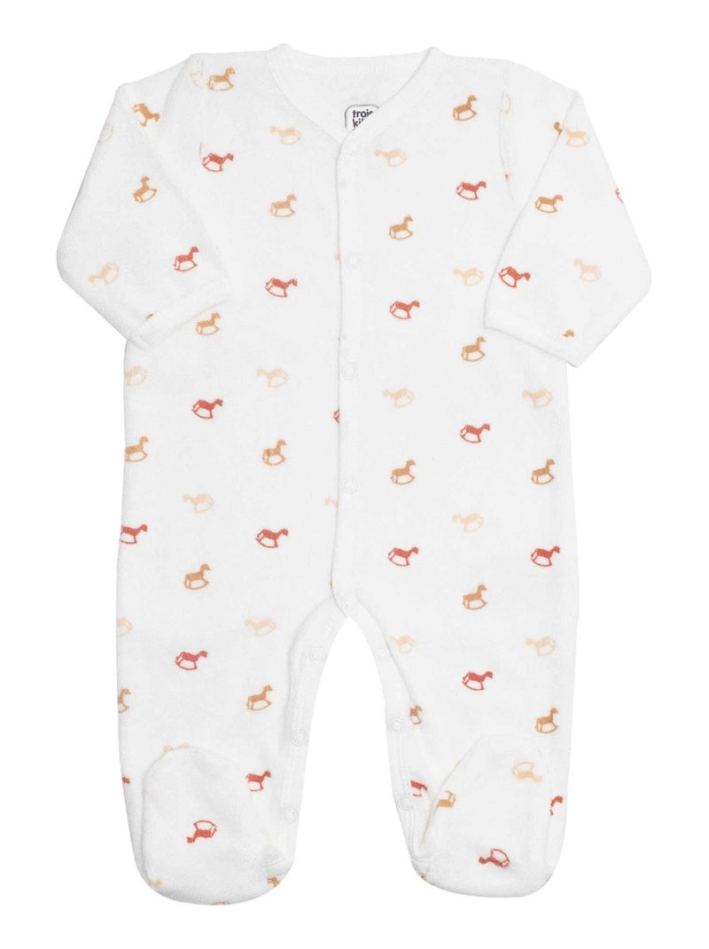 Tutina neonato con motivi trendy di cavalli a dondolo Ecru - Kiabi