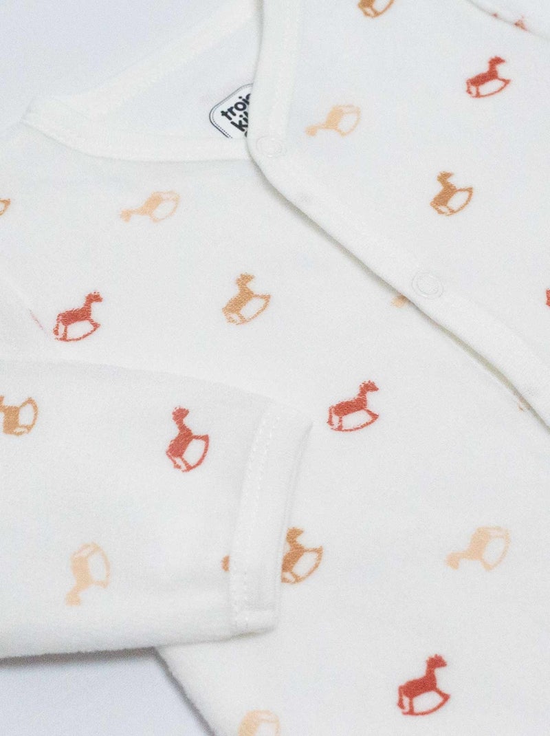 Tutina neonato con motivi trendy di cavalli a dondolo Ecru - Kiabi