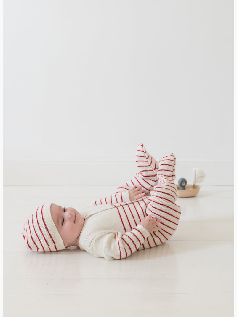Tutina neonato con piedini - collezione «petits marins» Bianco Rosso - Kiabi