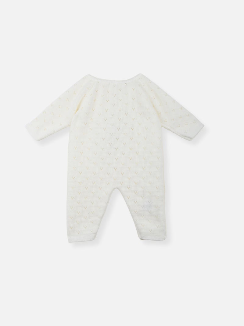 Tutina neonato in maglia traforata Ecru - Kiabi