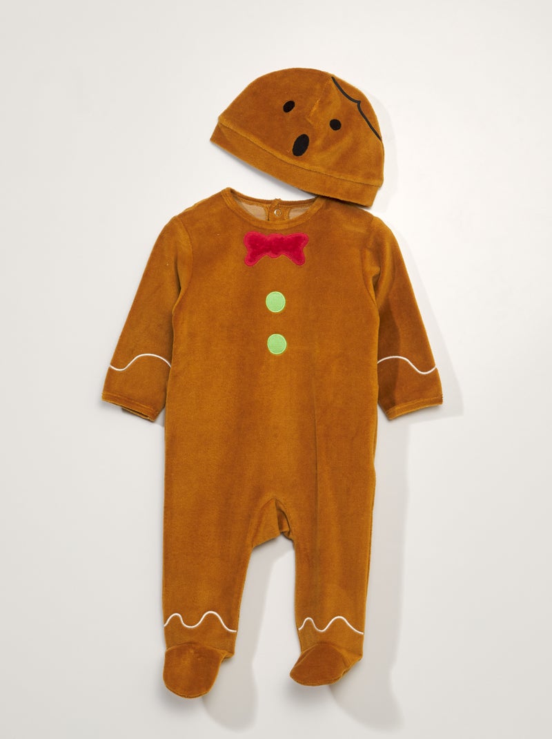 Tutina pan di spezie + cuffia in velluto MARRONE - Kiabi