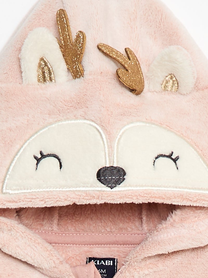 Tutina pigiama calda animaletto Rosa - Kiabi