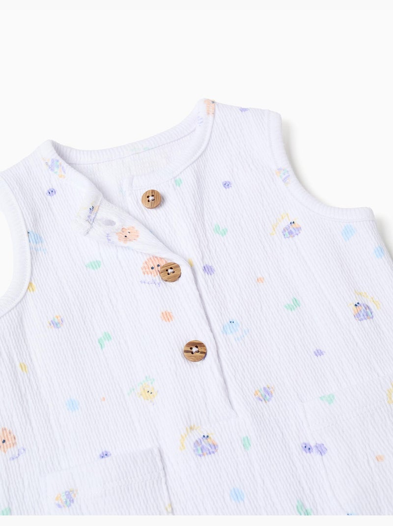 Tutina senza maniche in cotone con motivo con conchiglie Bianco - Kiabi