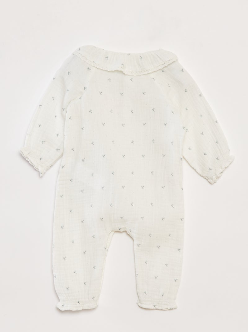 Tutina senza piedini con collo fantasia BIANCO - Kiabi