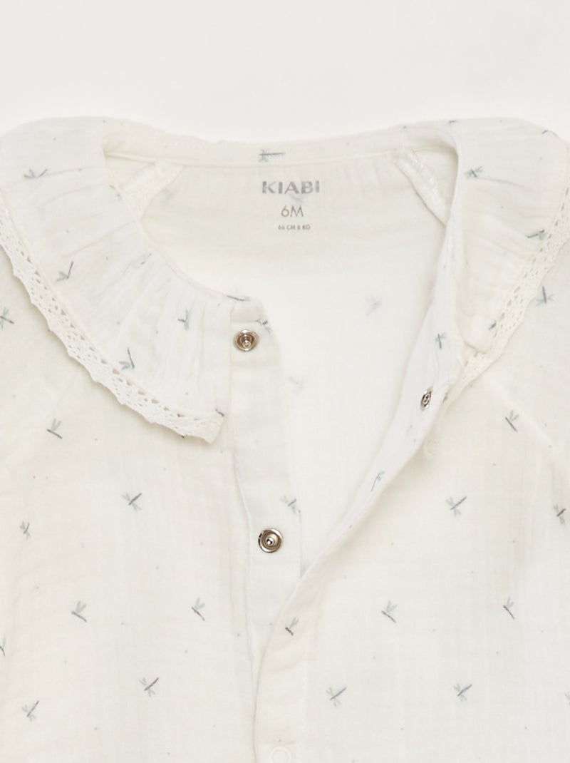 Tutina senza piedini con collo fantasia BIANCO - Kiabi